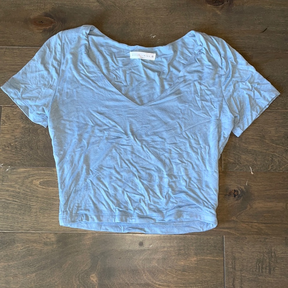 Blue v neck crop top